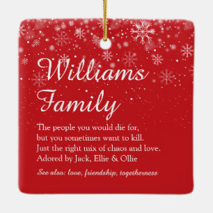 Ornement En Céramique Joyeux Noël Famille Définition Élégant Script
