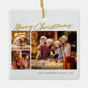 Ornement En Céramique Joyeux Noël Famille Vacances Multi Photo
