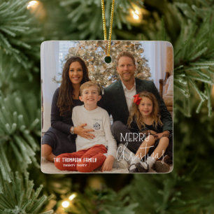 Ornement En Céramique Joyeux Noël Fête Famille Année Photo