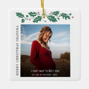 Ornement En Céramique Joyeux Noël grand-mère Faire-part bébé
