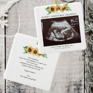 Ornement En Céramique Joyeux Noël Grand-mère Tournesol Ultrasound Photo
