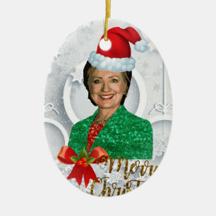 Ornement En Céramique joyeux Noël Hillary clinton