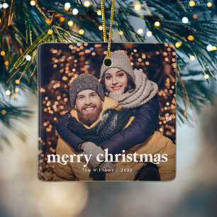 Ornement En Céramique Joyeux Noël moderne photo en couple