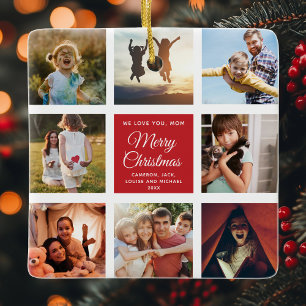Ornement En Céramique Joyeux Noël NOUS VOUS AIMONS Maman Collage photo