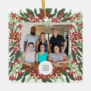 Ornement En Céramique Joyeux Noël Photo Custom Logo Entreprise