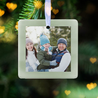 Ornement En Céramique Joyeux Noël Photo Vert Script Simple