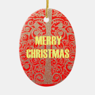 Ornement En Céramique Joyeux Noël Rouge et Gold Collection