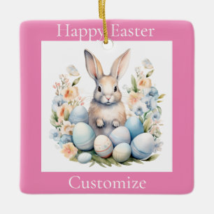 Ornement En Céramique Joyeux Panier lapin de Pâques Thunder_Cove