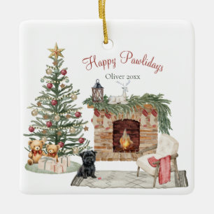 Ornement En Céramique Joyeux Pawlidays Design de Chien - Affenpinscher