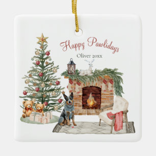 Ornement En Céramique Joyeux Pawlidays Design de Chien - Bouvier Austral