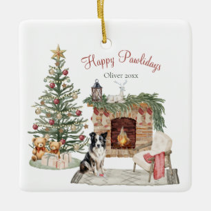 Ornement En Céramique Joyeux Pawlidays Design de Chien - Collie