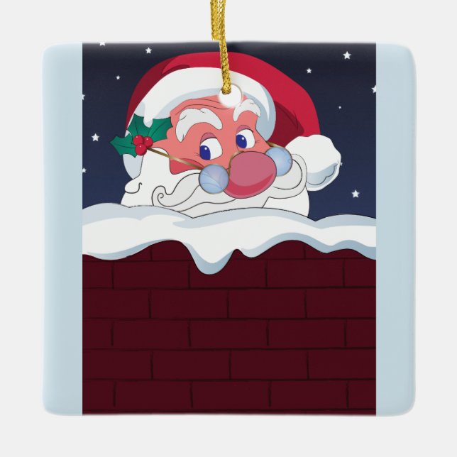 Ornement En Céramique Joyeux Père Noël (Devant)