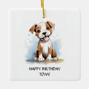 Ornement En Céramique Joyeux Pitbull Pit Bull Terrier Chien