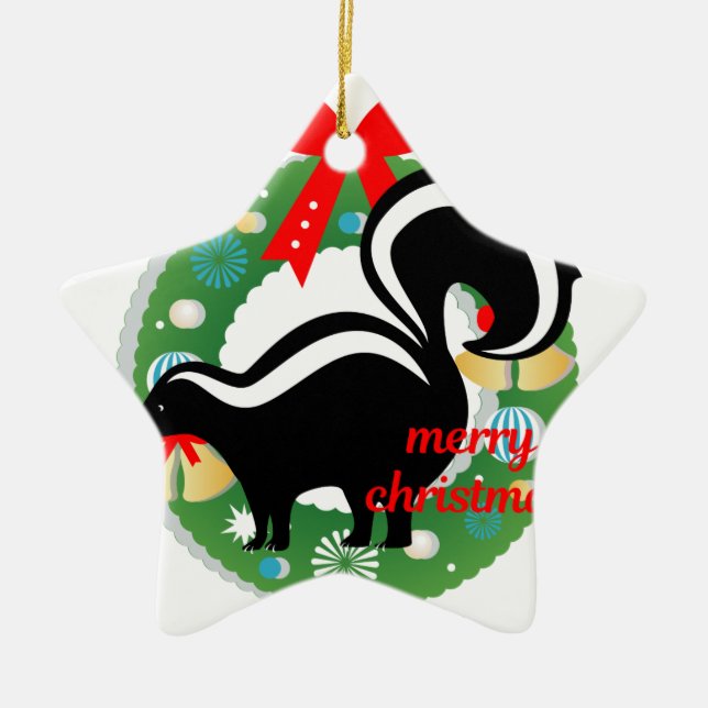 Ornement En Céramique joyeux skunk de noël (Devant)