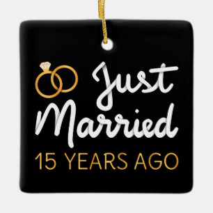 Ornement En Céramique Just Married 15 Years Ago IV