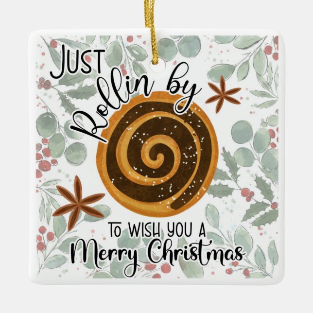 Ornement En Céramique juste Rollin by pour vous souhaiter un joyeux Noël (Devant)