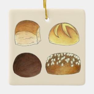 Ornement En Céramique Kaiser Pumpernickel Sandwich Pain Dîner Rolls