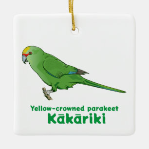 Ornement En Céramique Kakariki à couronne jaune