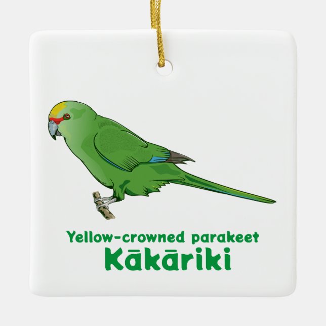 Ornement En Céramique Kakariki à couronne jaune (Devant)