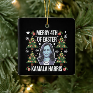 Ornement En Céramique Kamala Harris Noël Père Noël Joyeux 4 de Pâques