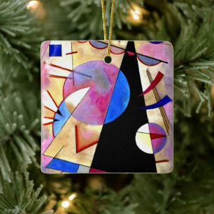 Ornement En Céramique Kandinsky - Cubisme Abstrait avec rose et blues