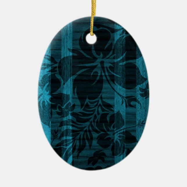 Ornement En Céramique Keokea Beach Faux Wood Surboard (Devant)