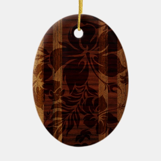 Ornement En Céramique Keokea Beach Faux Wood Surboard (Devant)