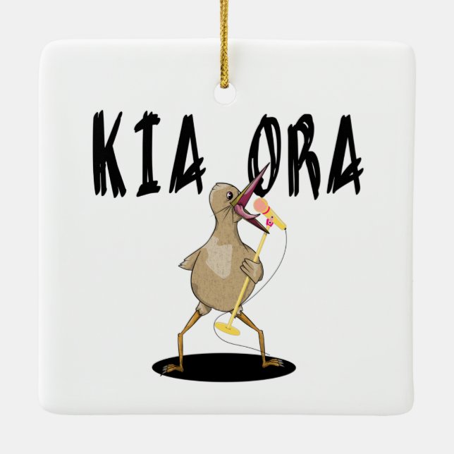 Ornement En Céramique Kia Ora Kiwi (Dos)