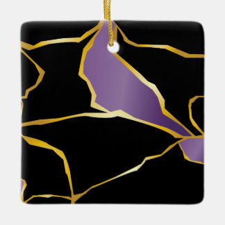 Ornement En Céramique Kintsugi Améthyst Accents ceramic Ornament