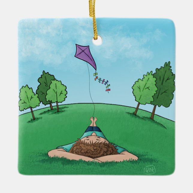 Ornement en céramique Kite Flying (Devant)