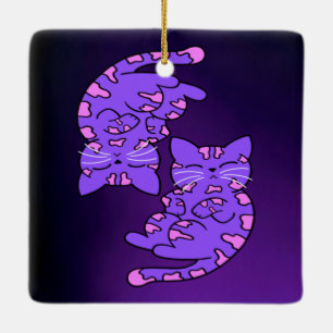 Ornement En Céramique Kittens de gemini violet