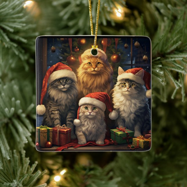 Ornement En Céramique Kitty Quartet fête Noël (Arbre)