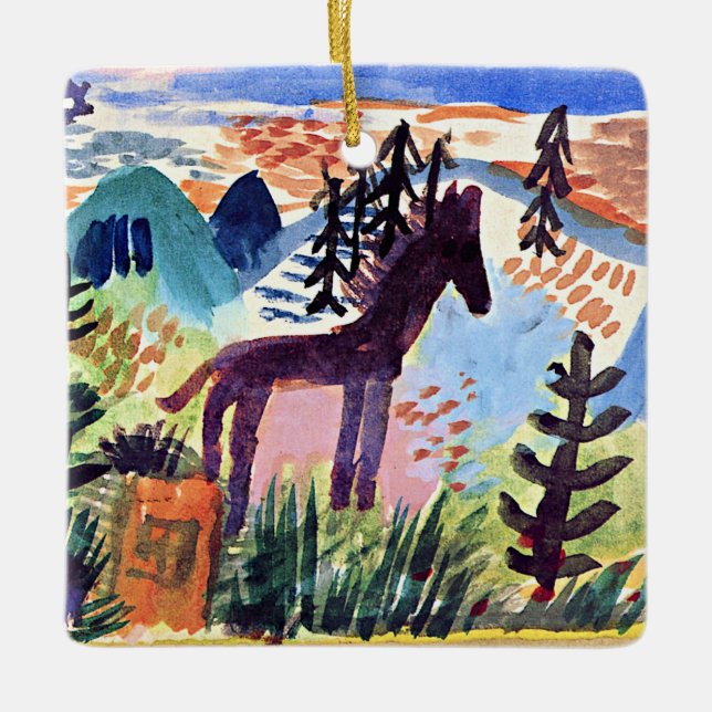 Ornement En Céramique Klee - Le Cheval, célèbre peinture (Devant)