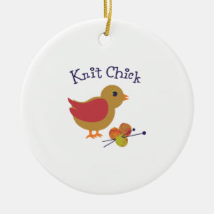 Ornement En Céramique Knit Chick