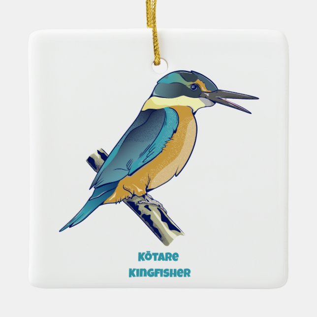 Ornement En Céramique Kotare Kingfisher NZ BIRD (Devant)