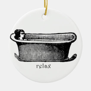 Ornement En Céramique La baignoire vintage détendent le timbre