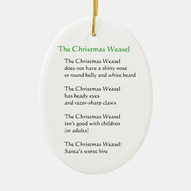 Ornement En Céramique La belette de Noël (Devant)