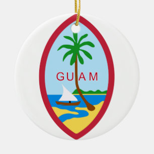 Ornement En Céramique La GUAM - emblème/drapeau/manteau des bras/symbole