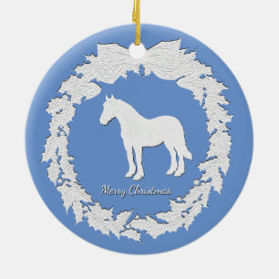 Ornement En Céramique La guirlande de cheval blanc personnalisent le