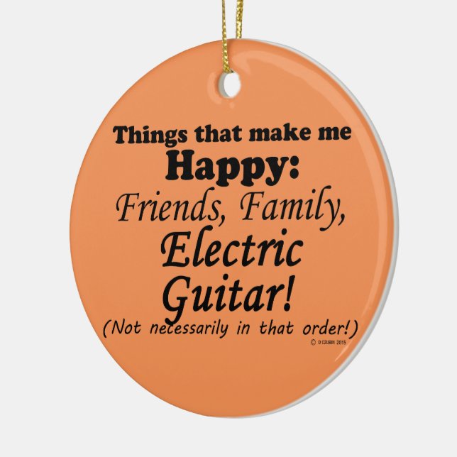Ornement En Céramique La Guitare Électrique Me Rend Heureux (Gauche)