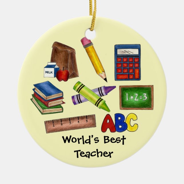 Ornement En Céramique La meilleure école d'enseignement du monde (Devant)