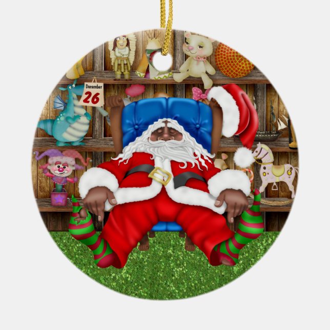 Ornement En Céramique La Père Noël fatiguée de Tracy (Devant)