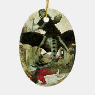 Ornement En Céramique La peste d'Arnold Bocklin, symbolisme Vintage