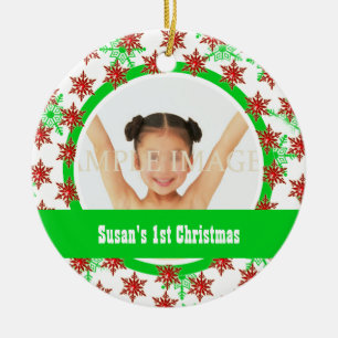Ornement En Céramique La première photo de Noël personnalisent