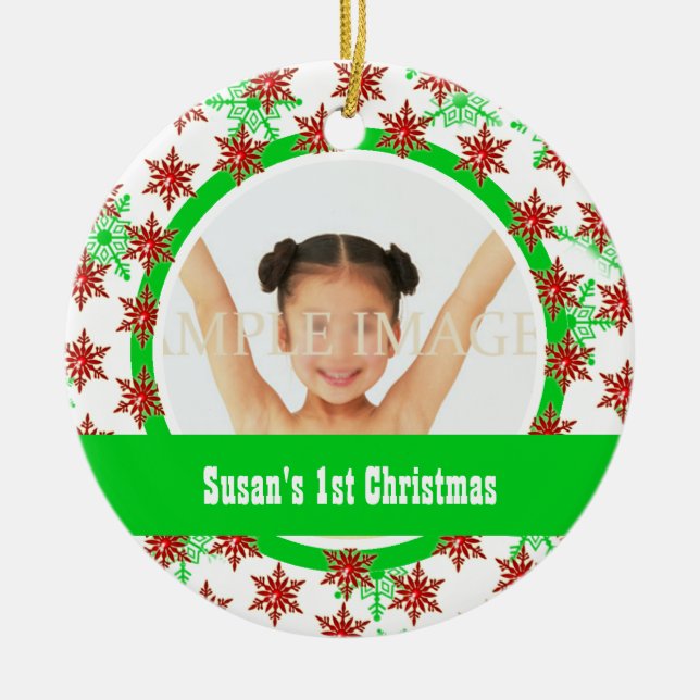 Ornement En Céramique La première photo de Noël personnalisent (Devant)