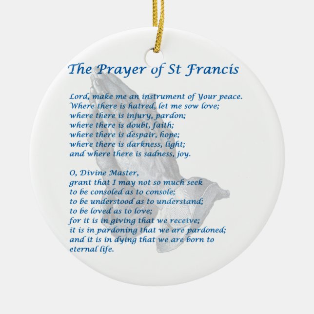 Ornement En Céramique La prière du St Francis (Devant)
