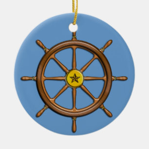 Ornement En Céramique La roue du bateau nautique