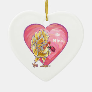Ornement En Céramique La Saint-Valentin du poulet