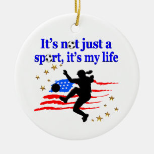 ORNEMENT EN CÉRAMIQUE LA VIE D'UN JOUEUR DE SOCCER AMÉRICAIN