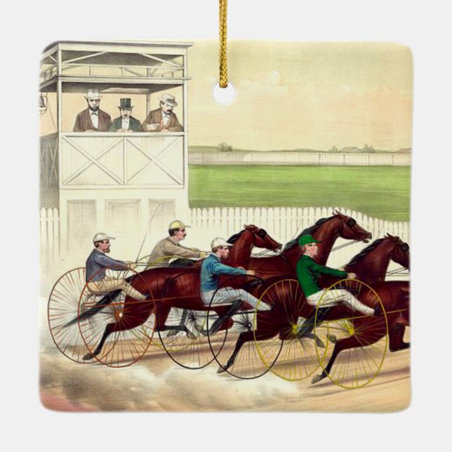Ornement En Céramique La vie SUPÉRIEURE de course de chevaux (Dos)